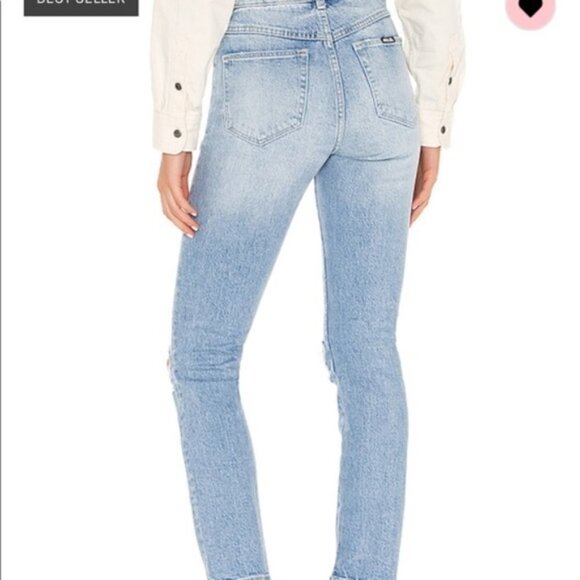 🦋 NEW FREE PEOPLE X ROLLAS Miller Distress Jeans Slim 27 Casual Retro Boho - Picture 10 of 10